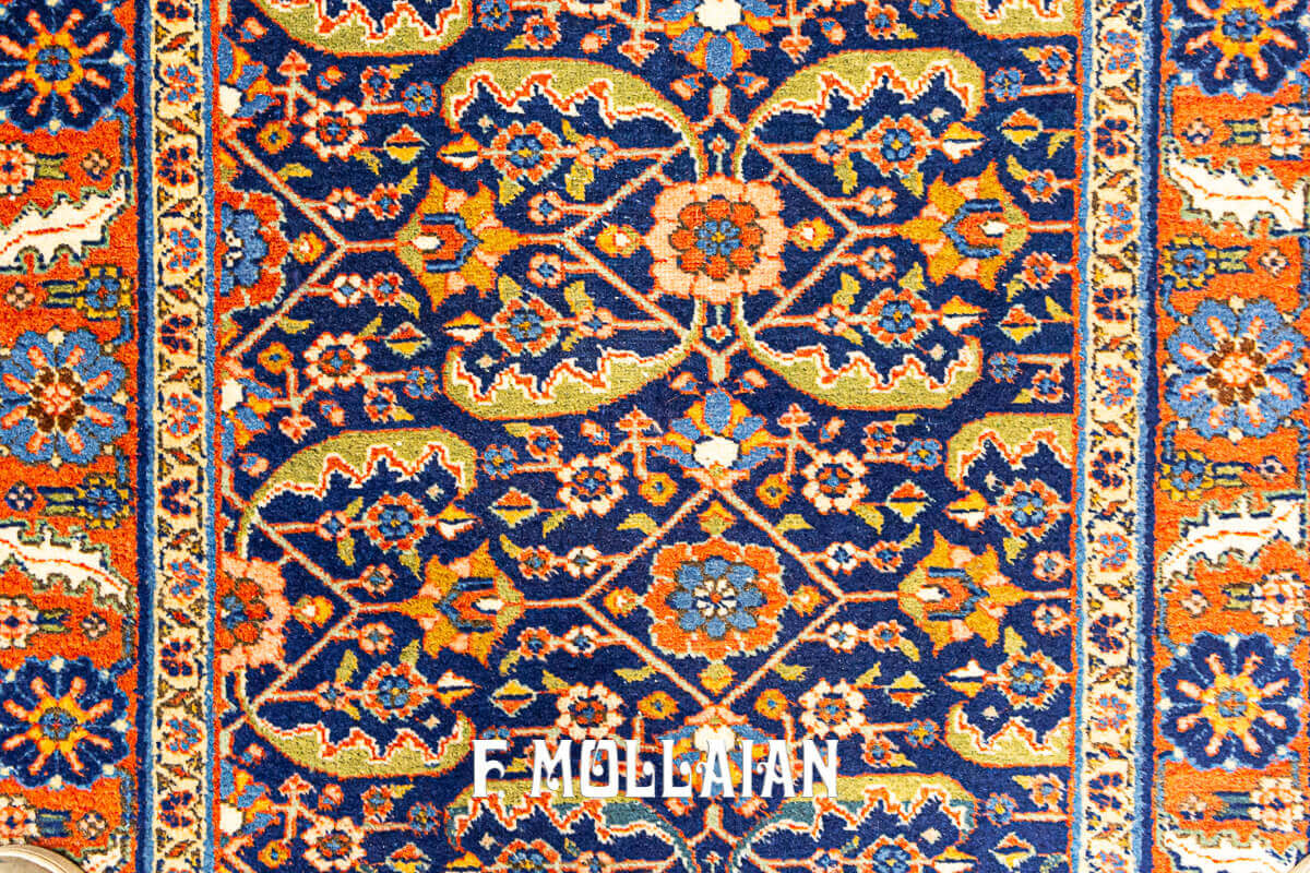 Tabriz Molto Lungo Tutto Campo a fondo Blu, Un Tappeto Antico Persiano n°:716000